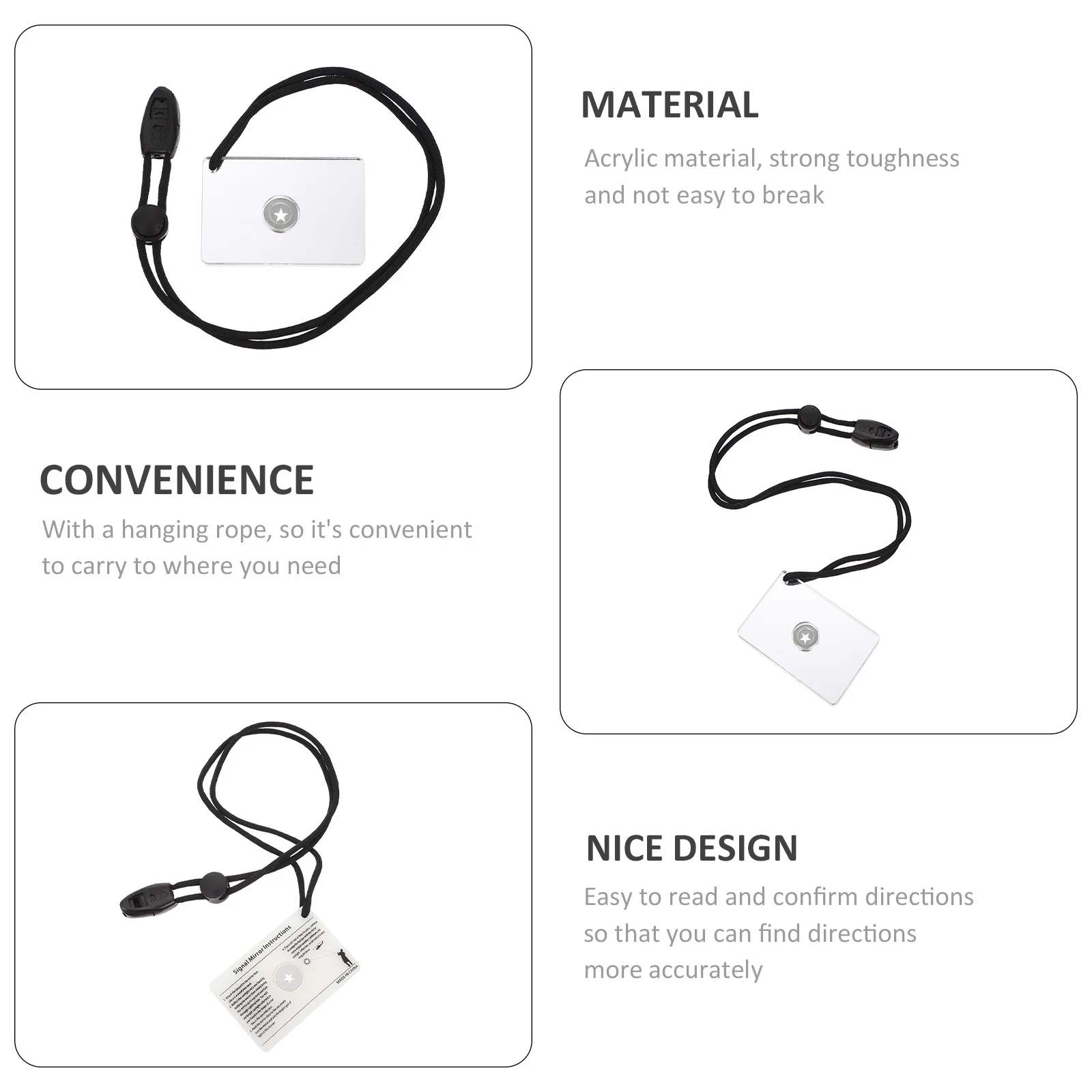 

Acrylic Survival Signal Mirror Outdoor Reflective Multifunction Mirror for Camping Hiking Emergency Use Outdoor Survival Signal