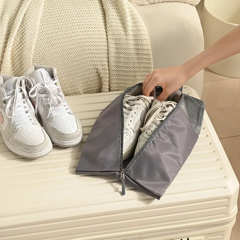 

New gray foldable shoe storage bag convenient for travel portable shoe bag waterproof and moisture-proof shoe bag with zipper