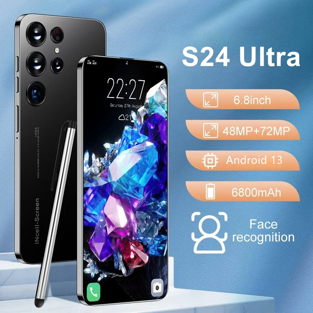 

S24 Ultra Mobile Phones 6.8 HD Screen SmartPhone Original 16G+1T 5G Dual Sim Celulares Android Unlocked 72MP 6800mAh Cell Phone