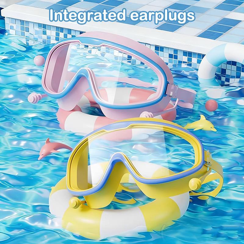  Kids Swimming Goggles Big Frame HD View Anti-fog Waterproof Children's Swim Goggles Boys And Girls Multi-color To Choose 1PC 