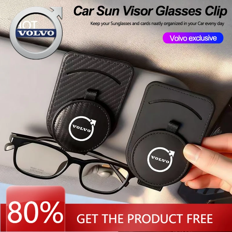 

Подстаканники Автомобильный солнцезащитный козырек, зажим для очков, регулируемый держатель для солнцезащитных очков для Volvo EX30 XC60 XC40 V60 V40 XC90 XC70 V50 S60 V70 S90 O