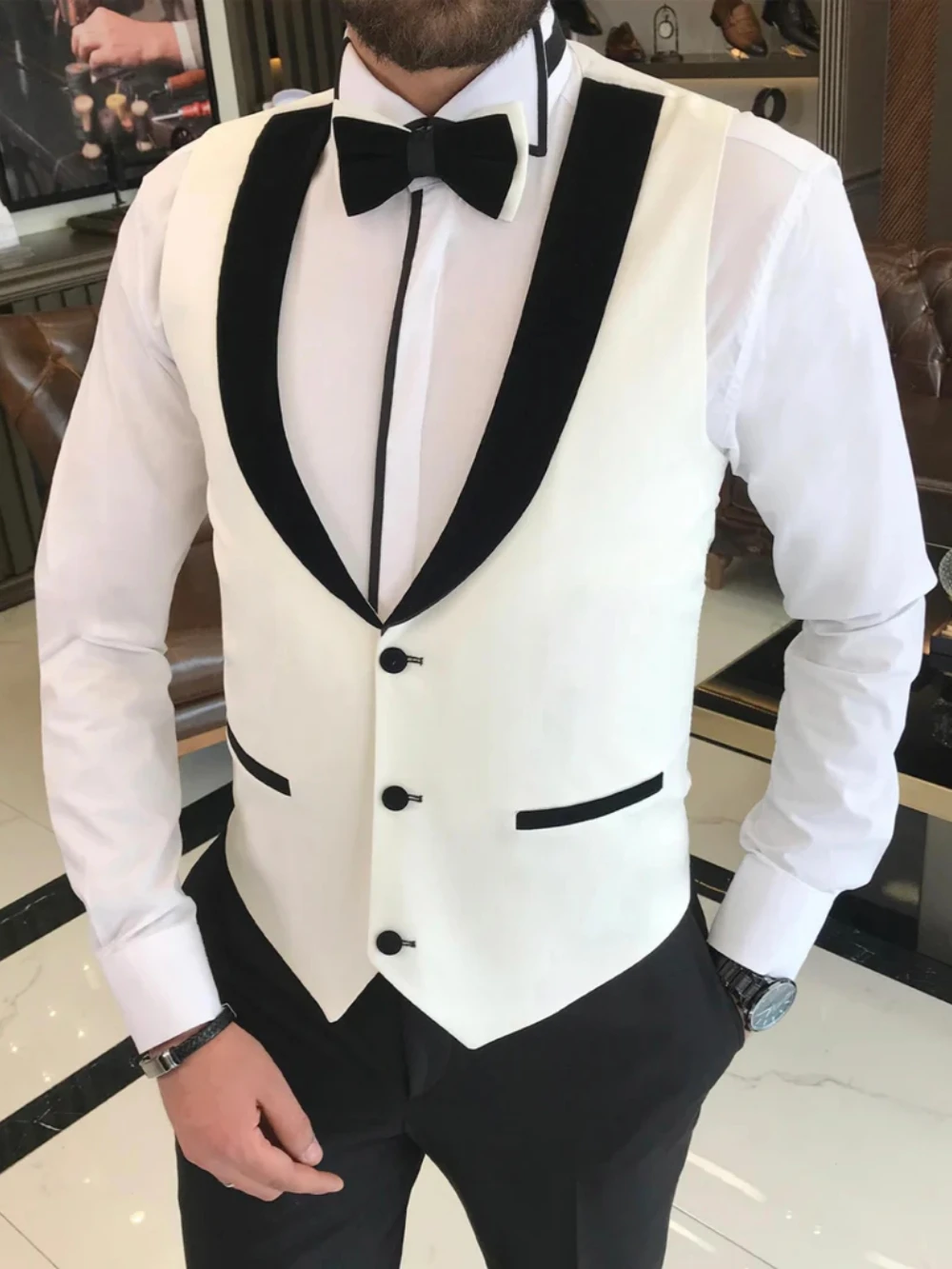 Handsome Slim Fit Suit Jacket Man Wedding Birthday Party Sets Spring Autumn Peak Lapel Tuxedo 3 Pieces Performance Outfit