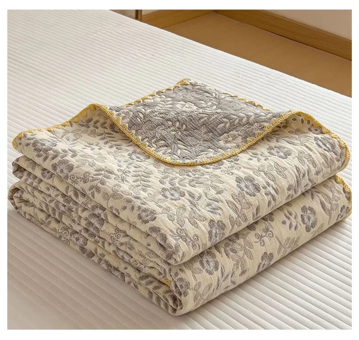 

Knitted Gauze Bed Blanket Towel Quilt Sofa Nap Blanket Breathable Comfortable Pure Cotton Thin Quilt Air Conditioner Blanket