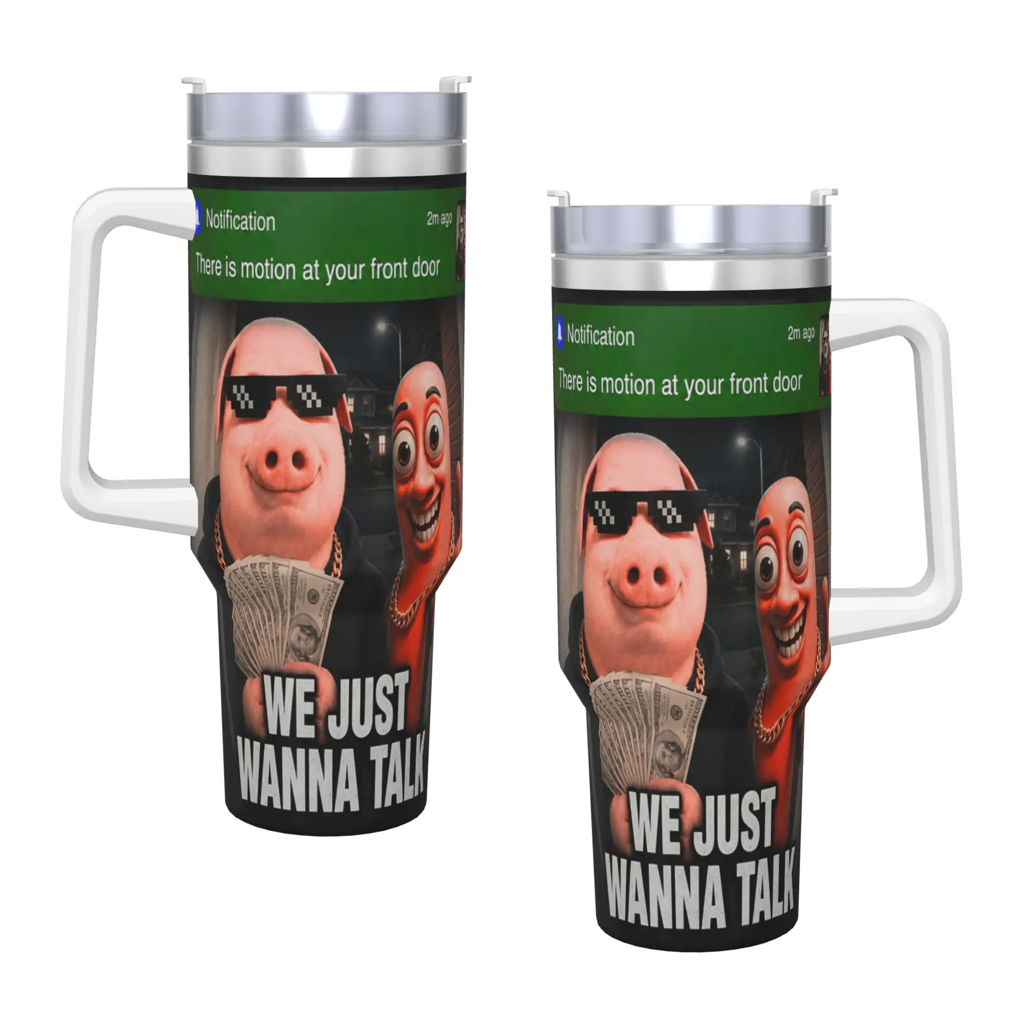 Stainless Steel Tumbler John Pork We Just Wanna Talk Funny Meme Coffee Mug  Insulated Cold and Hot Car Mugs Printed Water Bottle