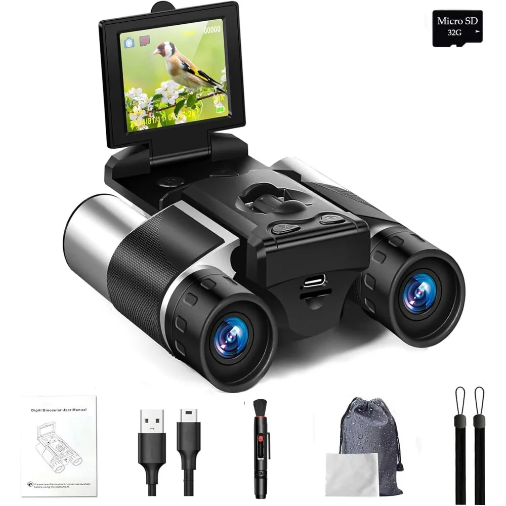 

2" LCD HD Digital Binoculars with Camera 10x Optical Zoom 8X Digital Zoom, for Bird Watching, Concerts, Outdoor Adventures