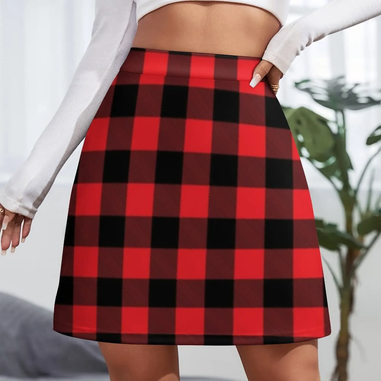 Red Plaid Pattern Mini Skirt rave outfits for women luxury women's skirt