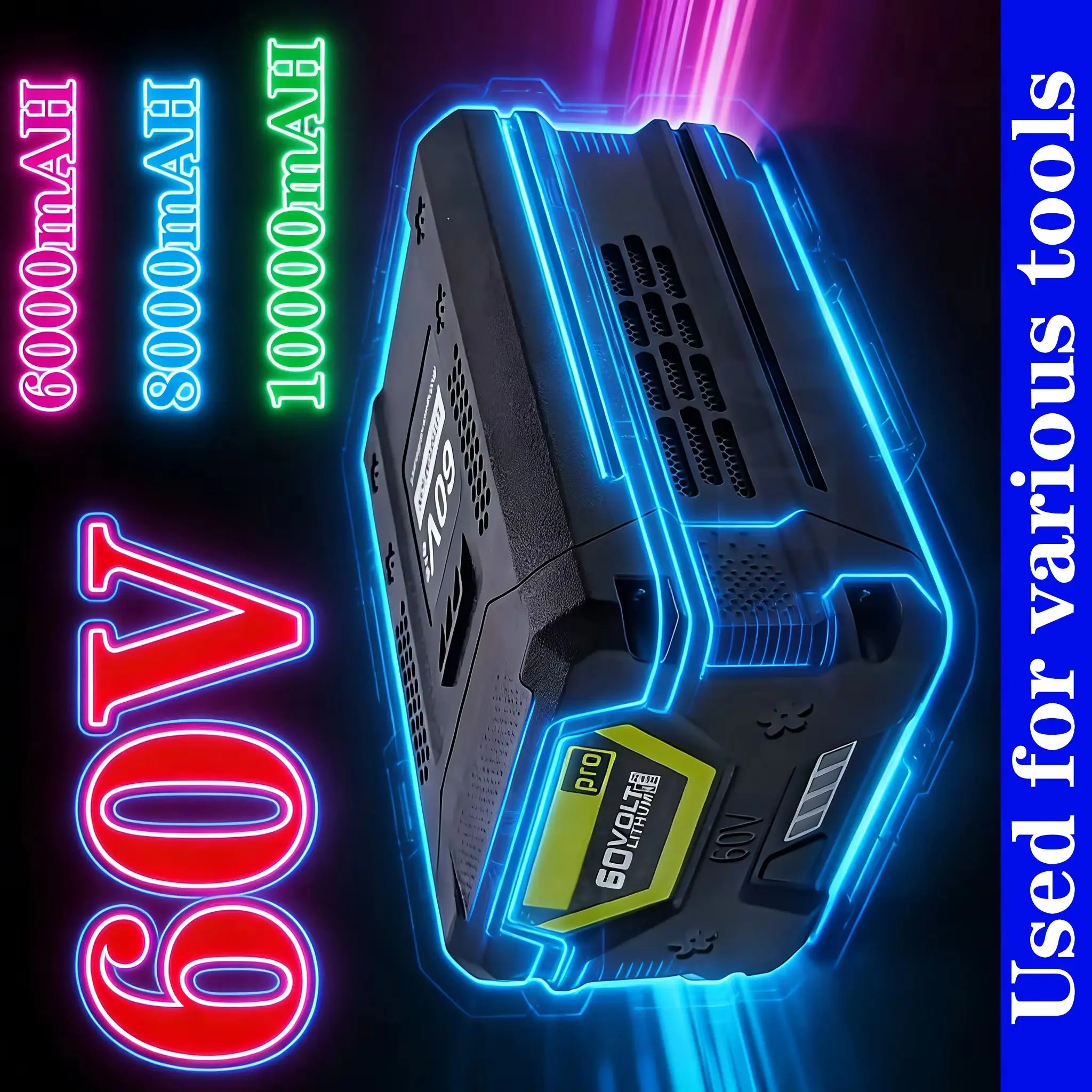 

60V 6Ah 8Ah 10Ah Li-ion Battery High Capacity Rechargeable for Lawn Mower Trimmer
