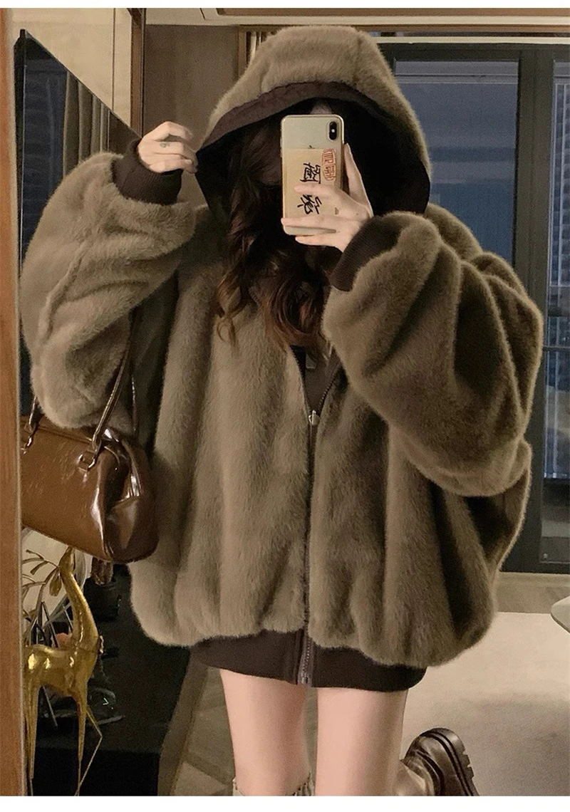 Winter Double Sided Wearable Plus Velvet Thick Warm Loose Women Parka Coats Fleece Hooded Casual All-match Cotton Padded Jackets