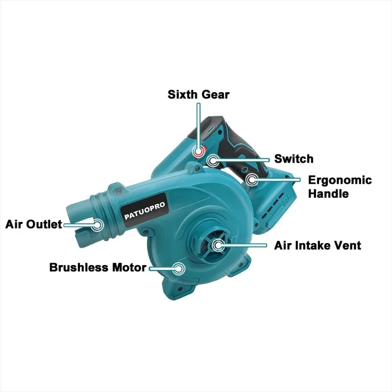 

【Trending】TX 6-Gear Brushless Blowing And Suction Electric Air Blower Cordless Leafs Car Dust Hair Cleaner For Makita 18V Batter