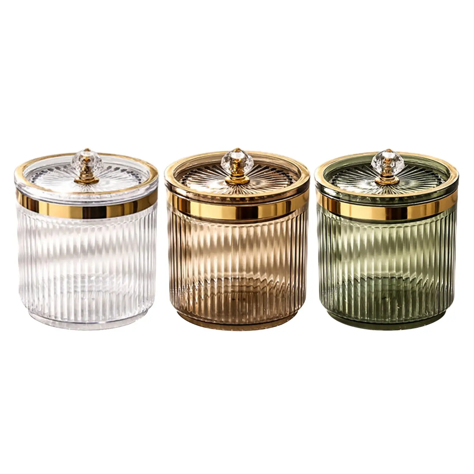 Cosmetic Organizer with Lid Transparent Makeup Cotton Swab Ball Pad Holder