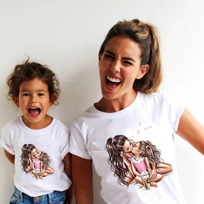 Cute Mother Kids Family Matching Outfits Summer Mother Daughter Matching Clothes Mom Baby Girl Clothes