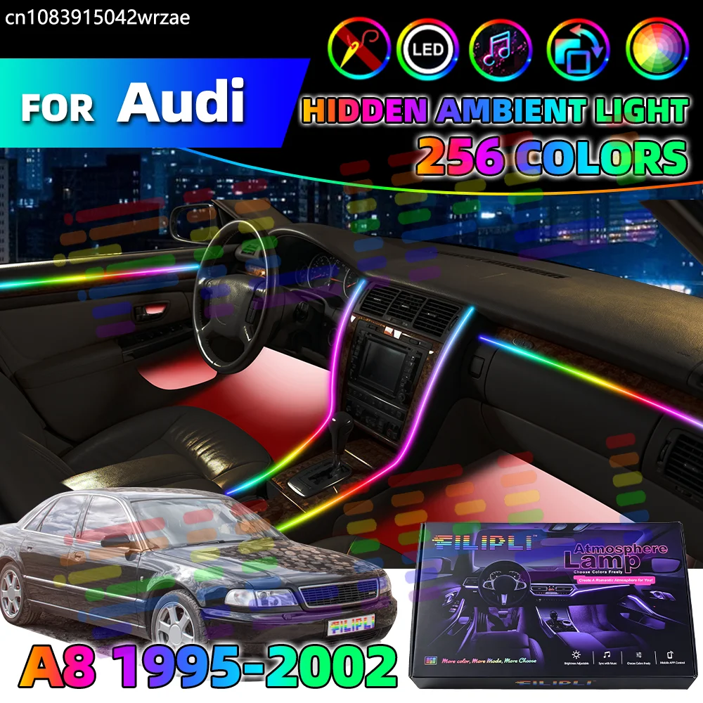 

18 in 1 For AUDI A8 1995-2002 Years Car Interior Ambient Lights Strips Breathing Lighting Kit App Control Auto Decorative Lamp