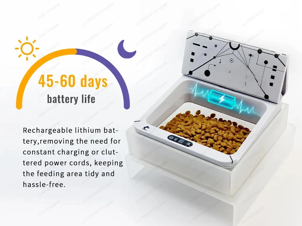 

New Smart Automatic Pet Feeder With RFID Sensor, Elevated Base, and 650ml Capacity for Wet & Dry Food