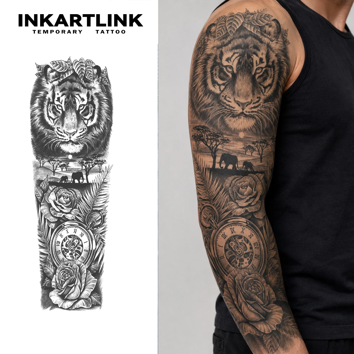 tatuagem-temporaria-de-manga-longa-inkartlink-wild-world-design-de-tigre-e-elefante-–-A-prova-d'agua-dura-~15-dias-essencial-para-festas