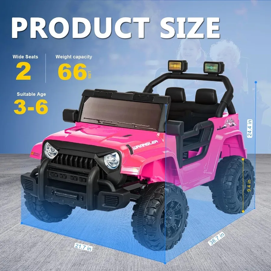 12V Kids Electric Ride on Car with Remote Control, Electric Off-Road Vehicle for Kids, Battery Powered Wheels Truck Car, with Do