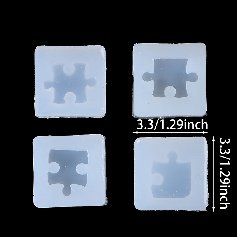 4Pcs/set Silicone Puzzle Pendant Mold DIY UV Resin Keyring Mould Jewelry Tool