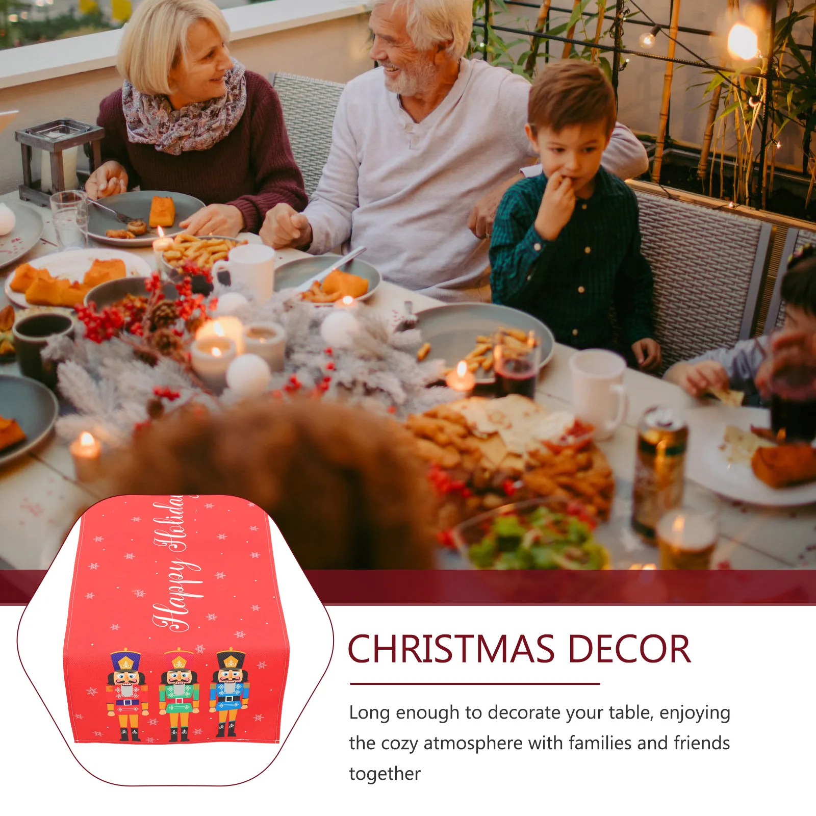 

Creative Nutcracker Soldier Christmas Table Runner Festive Home Party Decoration Xmas Tablecloth Ornament For Dining Prop