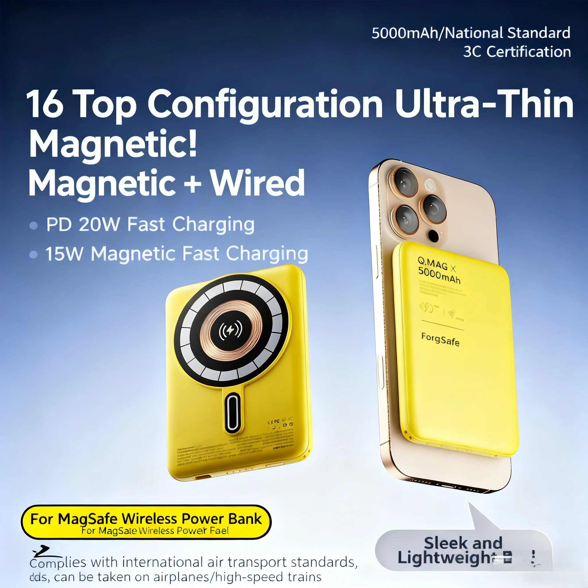 Ultra-Thin 5000mAh Magnetic Wireless Charger Power Bank PD20W Fast Charging Powerbank Portable External battery For iPhone 17