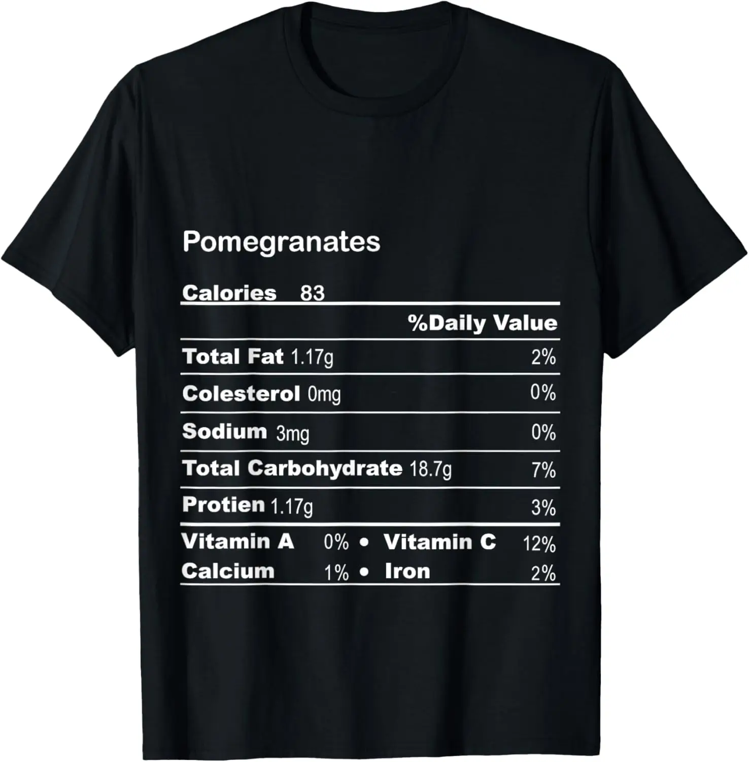 

Funny Pomegranates Thanksgiving Nutritional Fact T-Shirt