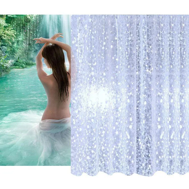 Waterproof 3D Shower Curtain With 12 Hooks Bathing Sheer For Home Decoration