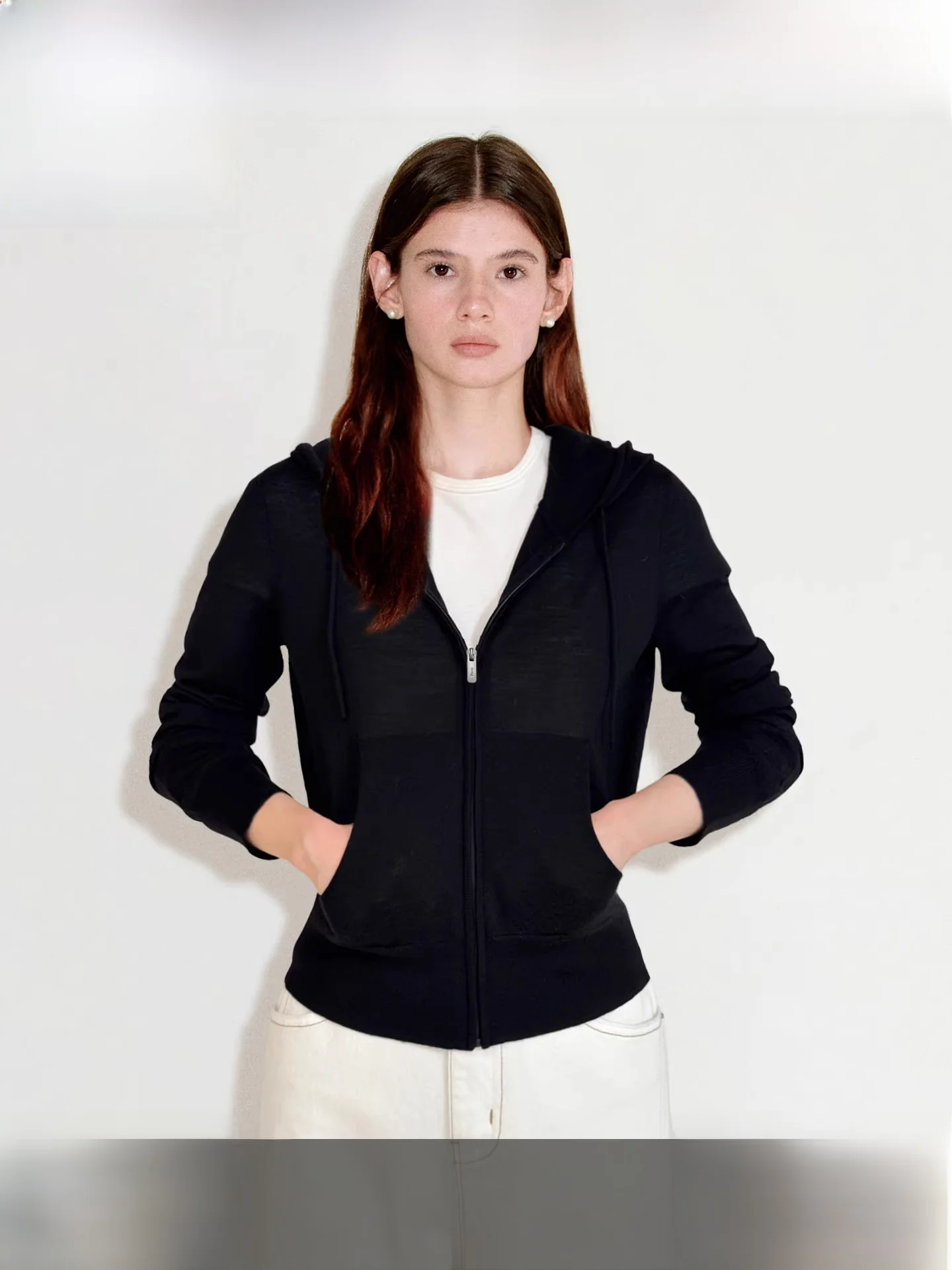 

Fano Casual Sle Soft Woolen Hoodie Cardigan Women's Knitted Top Spring 2026 Loose Fit Long Sve Zipper Closure