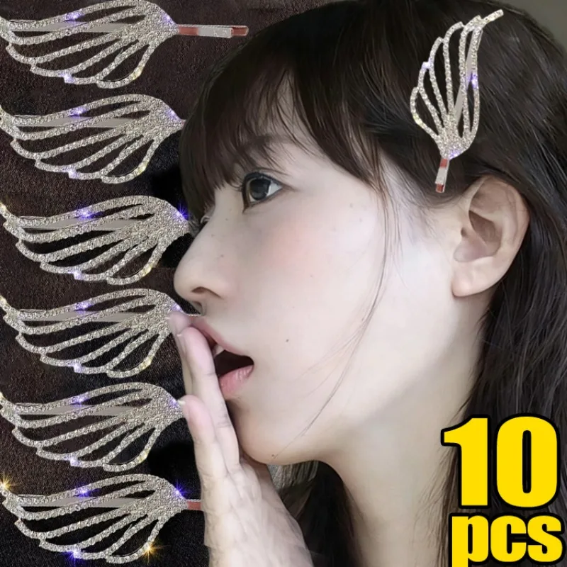 

1/10 шт. Блестящие заколки-крылья ангела для женщин, корейские заколки для челки, боковые заколки, головные уборы, блестящие хрустальные заколки, аксессуары для волос
