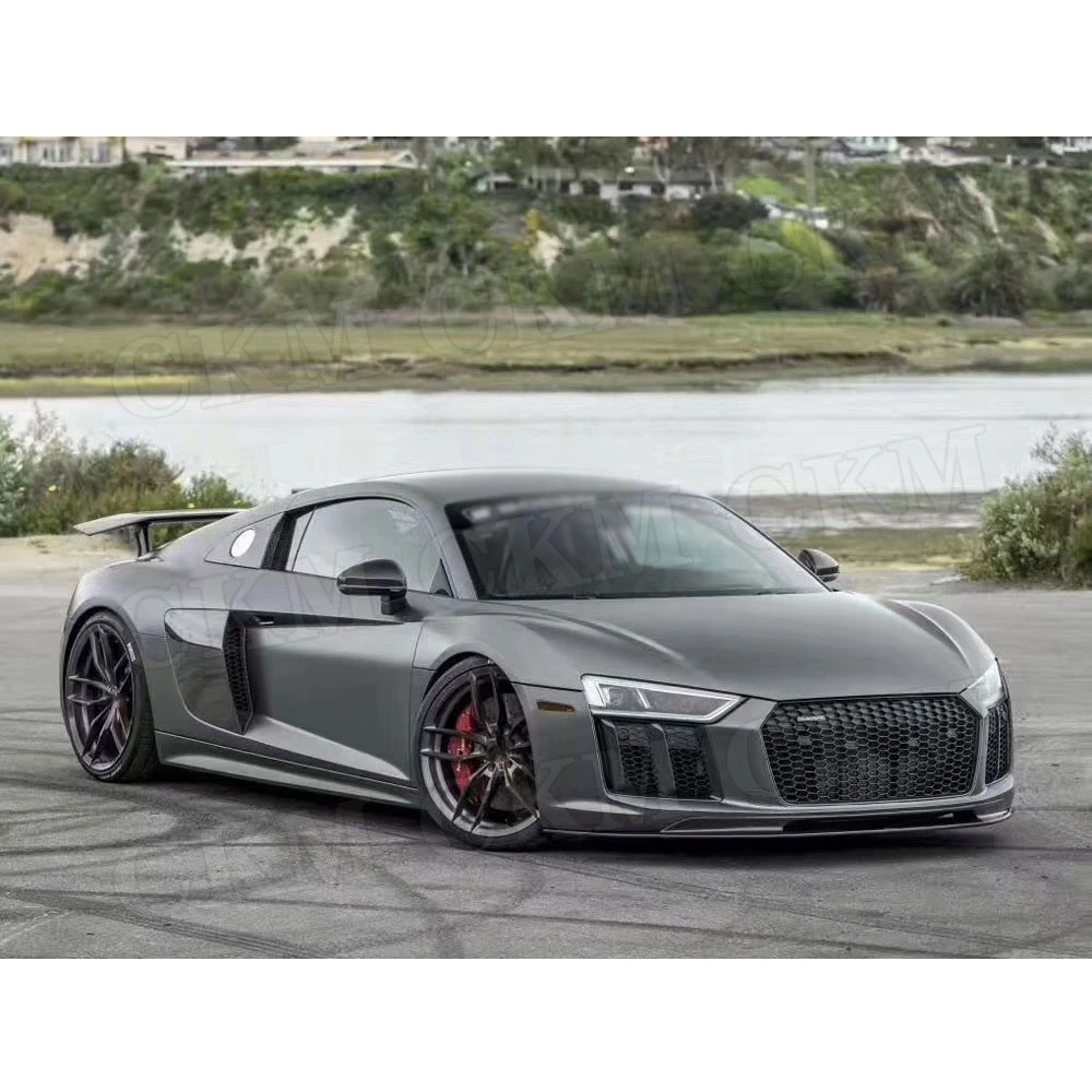 

Сухой передний бампер из углеродного волокна, спойлер, фартуки для Audi R8 V8 V10 2017-2020, подбородок, автомобильный Стайлинг, комплекты кузова автомобиля FRP