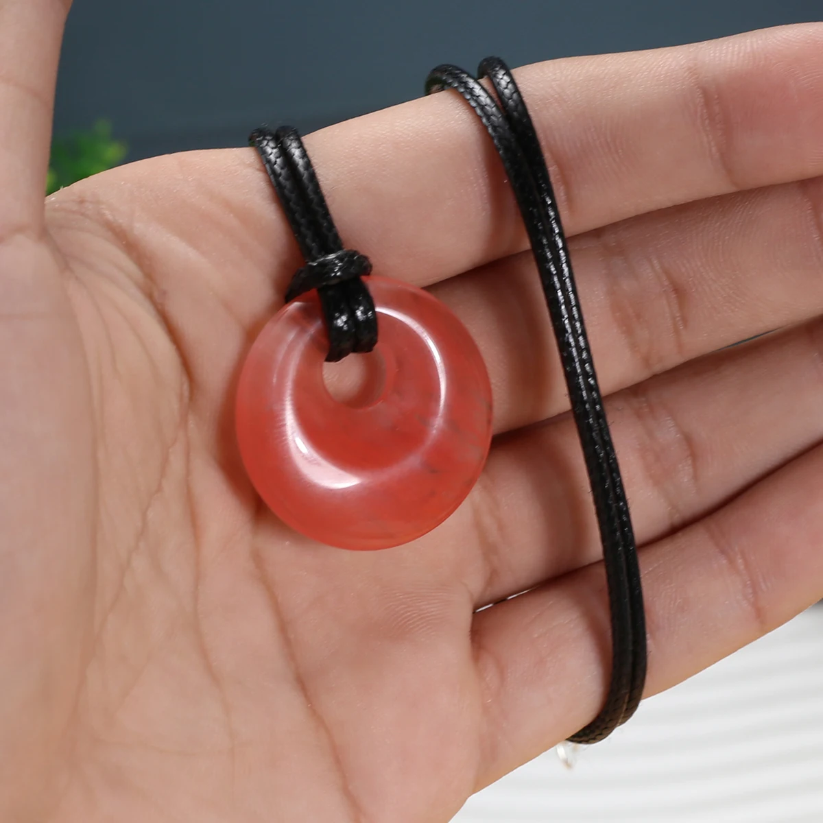 Natural Stone Large Hole Bead Pendant 29x29mm Amethyst Agate Jade Necklace Simple Style Healing Jewelry Accessories Gift for Men