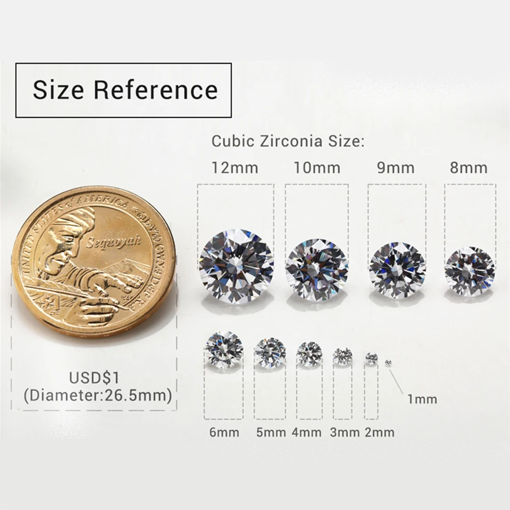 1.0~12mm 5A Cubic Zirconia Stone Multicolor Round Shape Brilliant Cut Loose CZ Stones Synthetic Gems Beads For Jewelry AAAAA