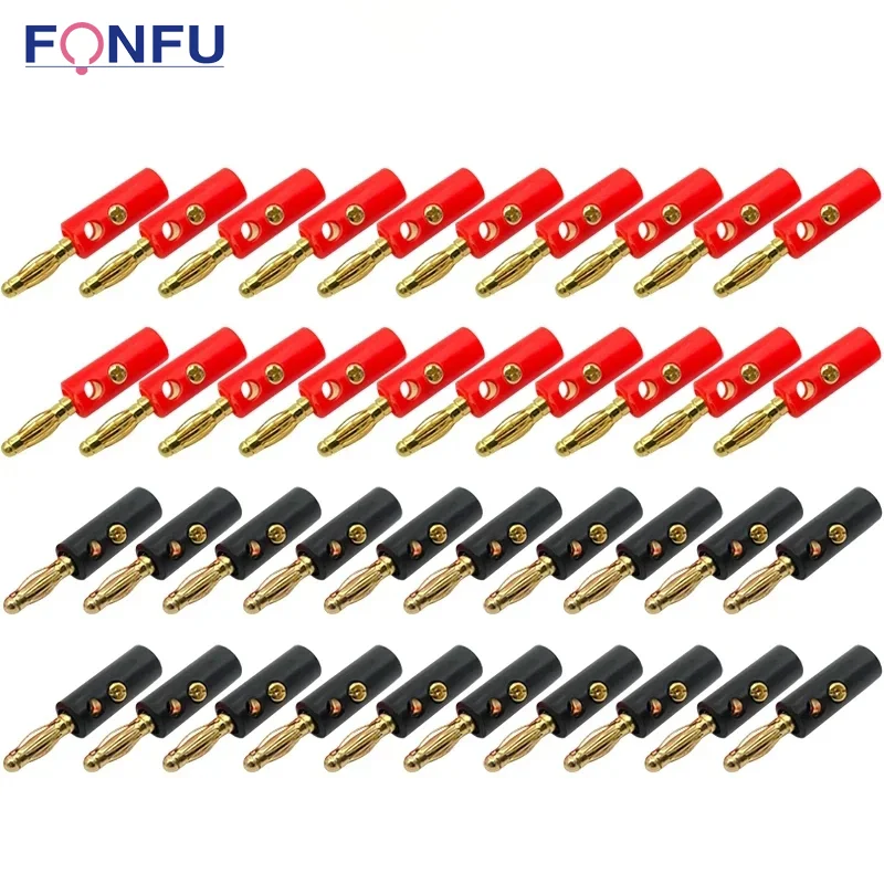 

40Pcs Gold Plated 4mm Banana Connector Speaker Horn Plug Compatible With Up To 3mm Diameter Of Speaker Cable