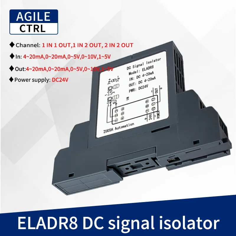

1 in 2 Out 2 in 2 out Analog signal Isolated Transmitter 4-20ma Input signal Isolator Converter Loop Powered signal Isolator
