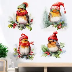 Christmas Robin Bird Animals Wall Sticker Bathroom Toilet Living Room Decor Cabinet Refrigerator Home Decor Decals M1075