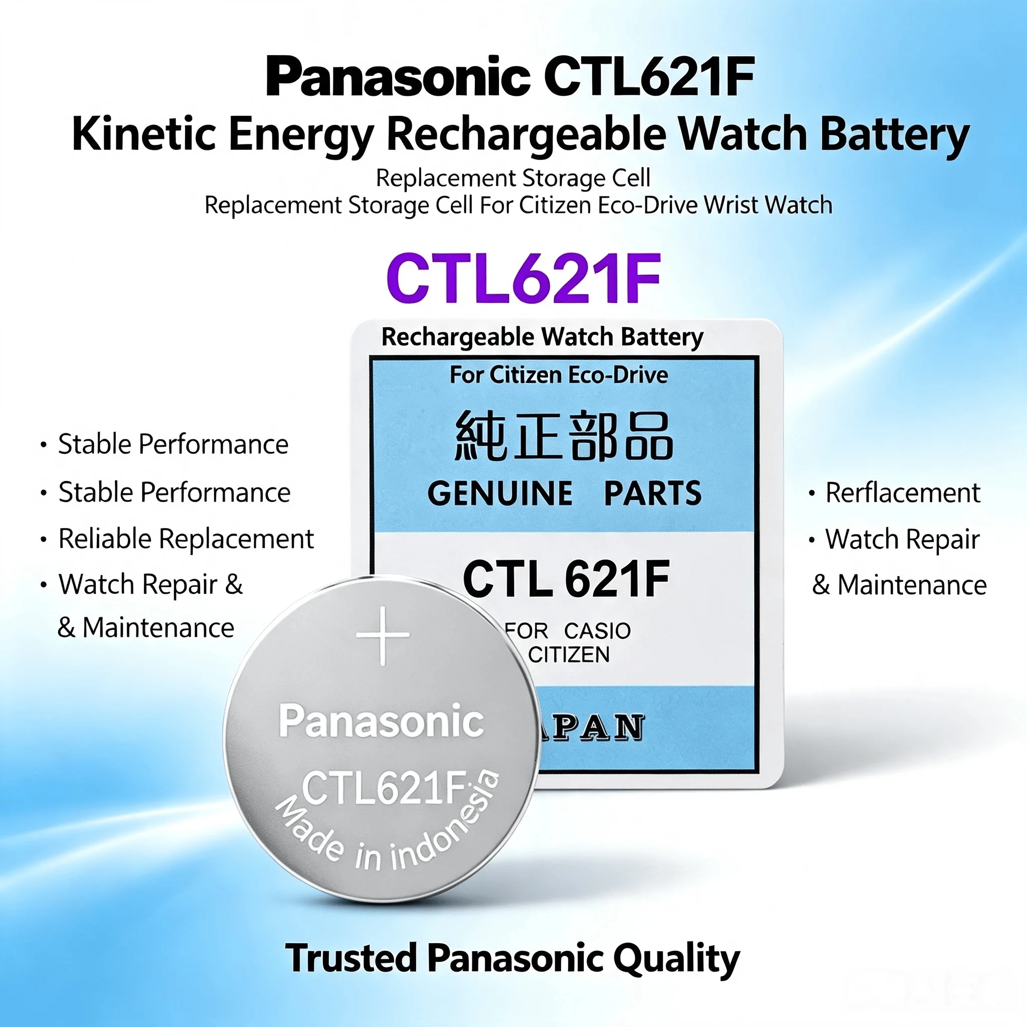 Сменная аккумуляторная батарея Panasonic CTL621F с кинетической энергией для наручных часов Citizen Eco-Drive