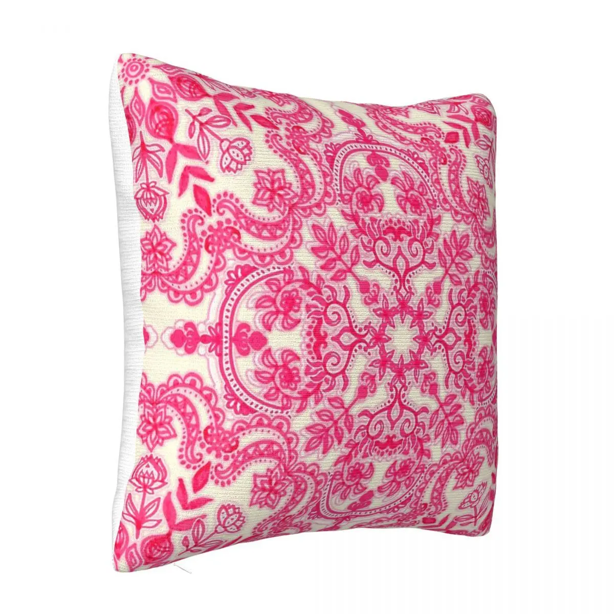 Hot Pink & Soft Cream Folk Art Pattern Cushions Home Decoration Anime Body Pillow Case Pillow Case Pillow Cover