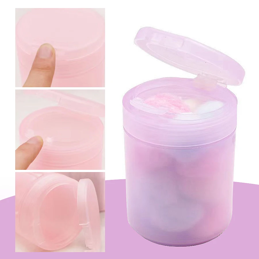 

Cotton Balls Organizer Nail Cotton Pads Storage Cup with Clip Lid for Nail Polish Remover Cotton Swabs Manicure Makeup Tools