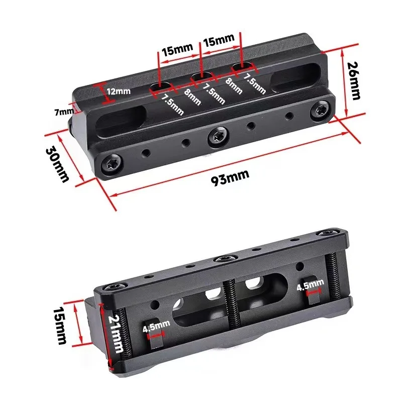 Picatinny rail UNITY metal base double ring bracket UN ACOG base, scope riser mounting T2/RMR oblique base, m16 toy accessories