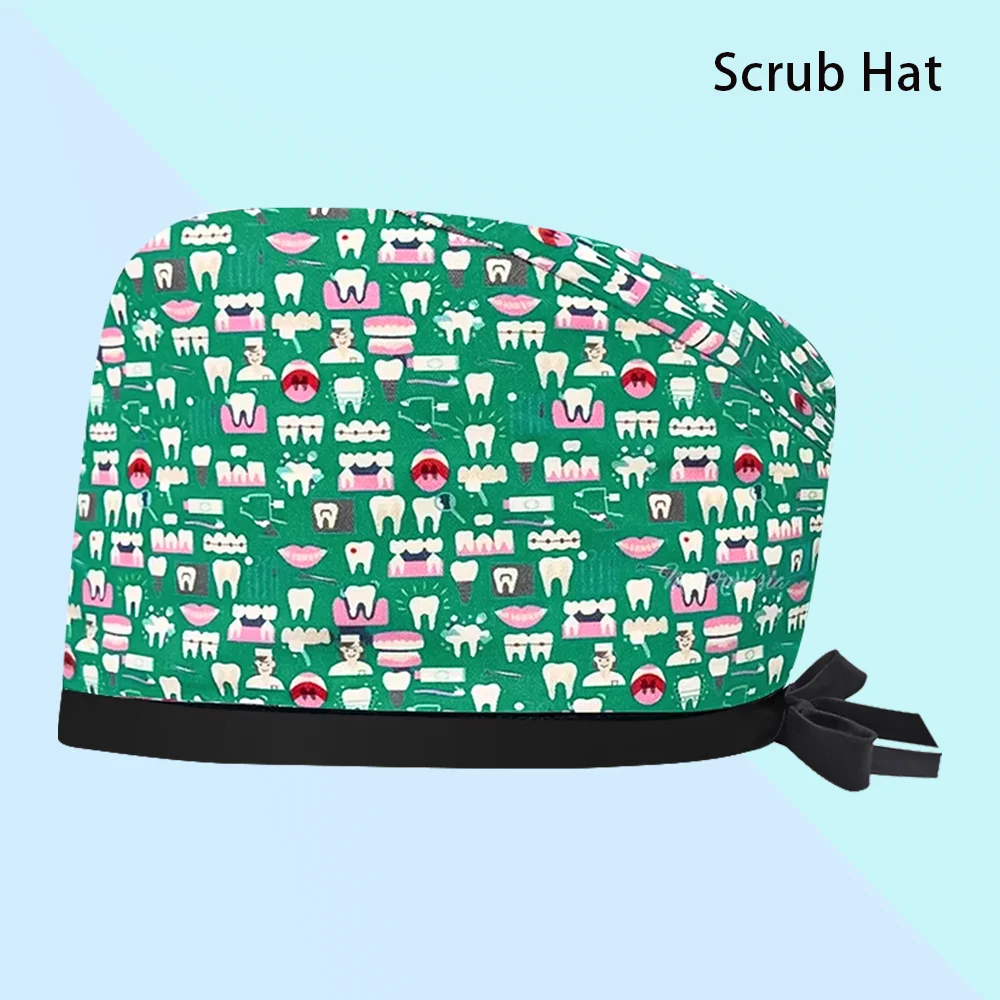 New Scrub Hat Adjustable Surgical Cap Medical Print   Multicolor Nurse Dentist SPA Working  Women Men Surgery Hats