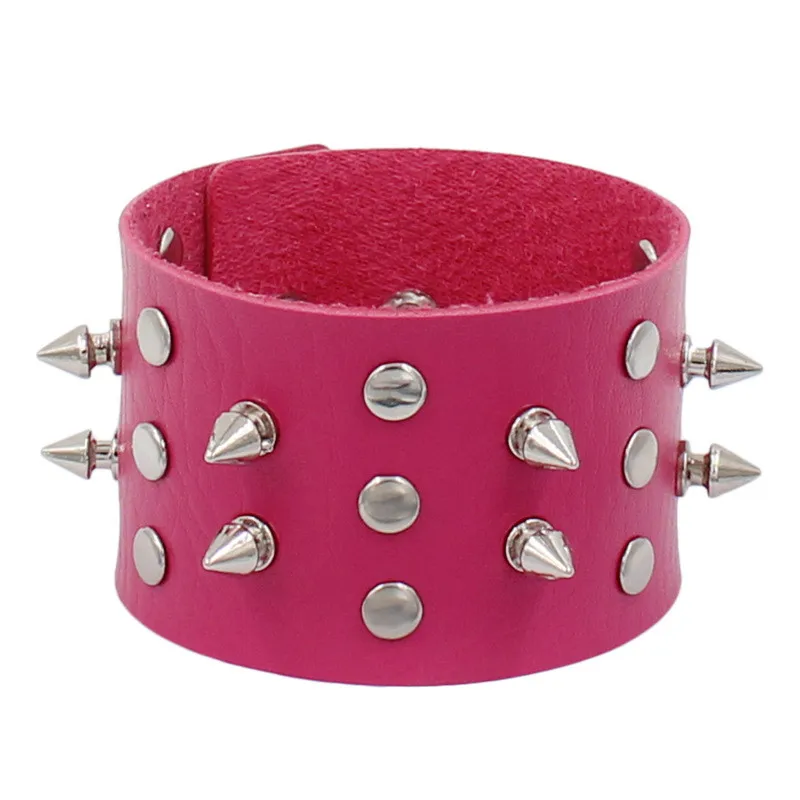 Pulsera de cuero sintético con tachuelas para hombre y mujer, brazalete gótico, pulsera de Rock, joyería Punk, moda caliente