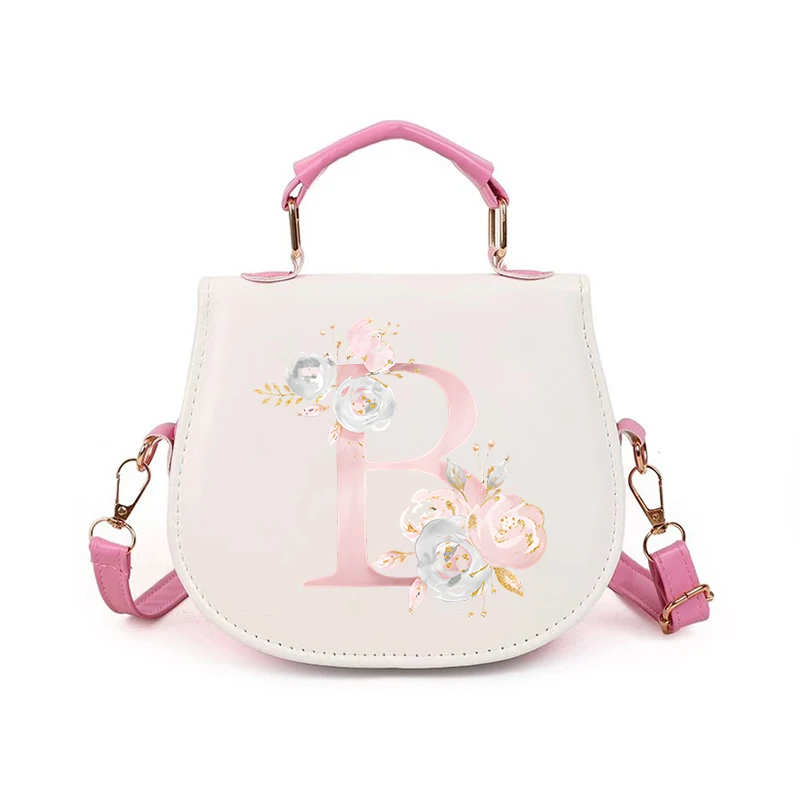 Pink Cherry Blossom Print Alphabet Shoulder Bags High Quality Women Y2K Sakura Letter Flower Pattern Girls Crossbody Handbags