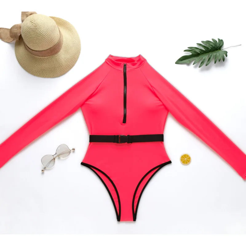 Summer One Piece Swimsuit Closed Long Sleeve Swimwear Sports Women\'s Swimming Bathing Suit Beach Bather Surfing Swimming Wear