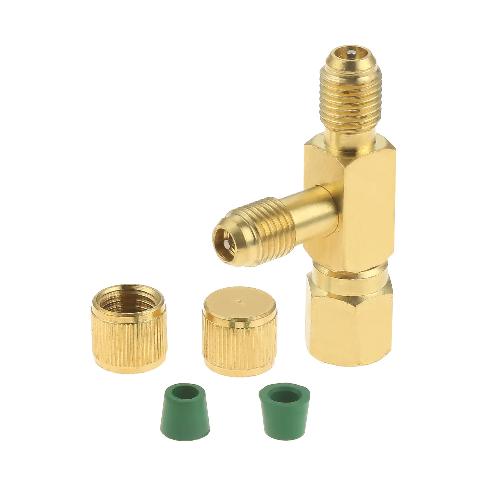 1Pc 1/4\'\' Valves Core Tee Adapter With Swivel Connector for Gauge Deep Vacuum Pump Manifold