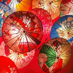 Japanese Oilpaper Shade Umbrella Restaurant Ceiling Ukiyoshi Decor Umbrella Sakura Umbrella Parasol Kitchen Wedding Decor