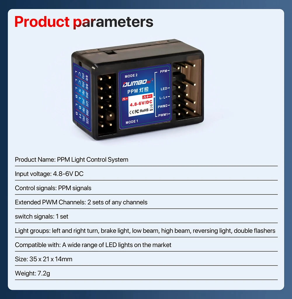 DUMBORC PPM-Lichtsystem PPM DC4.8-6V, kompatibel mit verschiedenen Upgrade-Teilen für LED-Leuchten