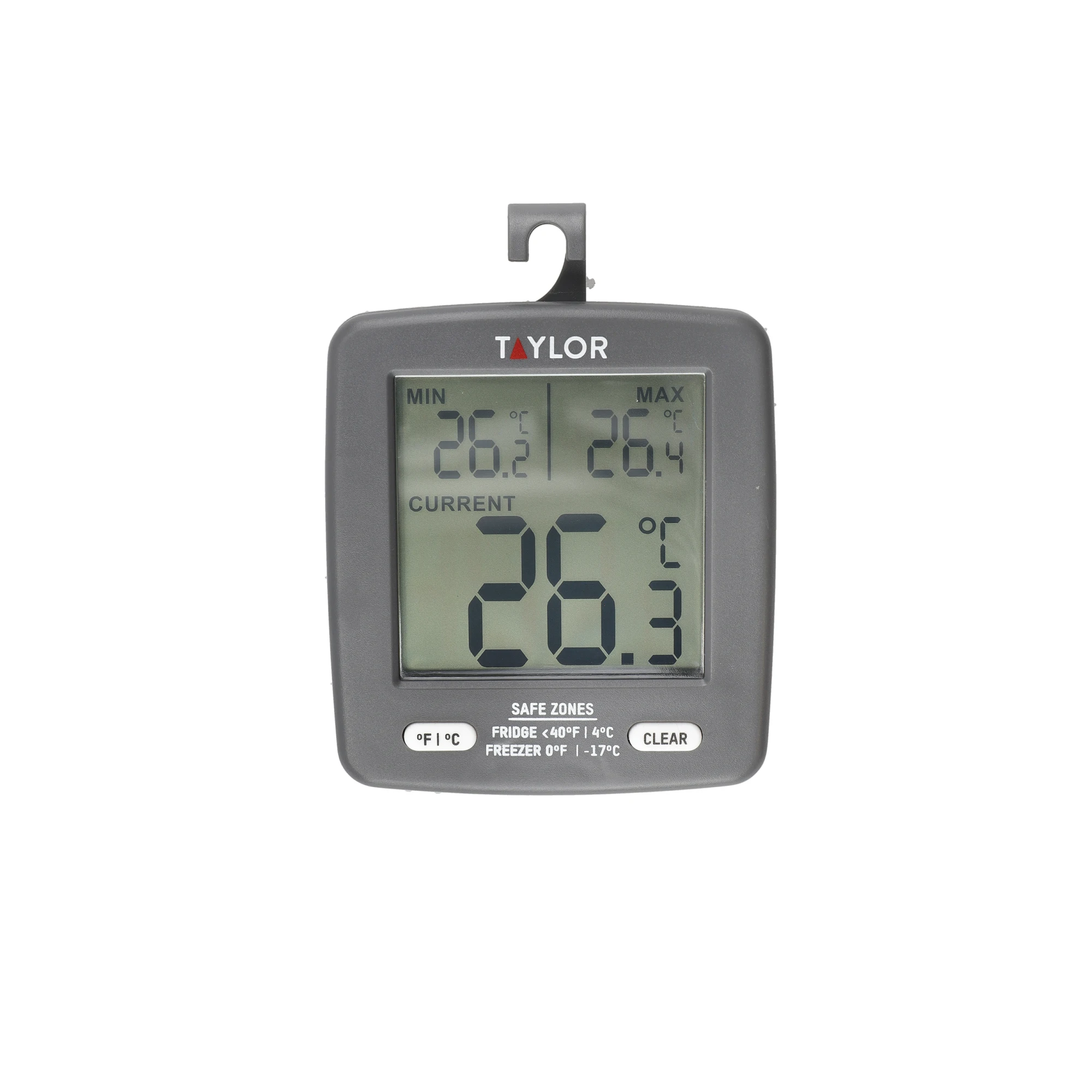 Taylor Pro – Termómetro digital de cocina para congelador con indicador de temperatura mínima y máxima, ahorro de energía, plástico, 7,5 x 8 cm