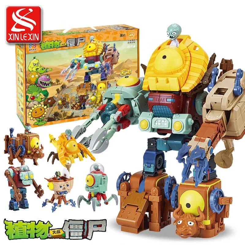 Children's Toy Transformation Robot, Plant Warfare Zombie Toy, Alloy Composite Robot, Assembly Mecha, Five in One
