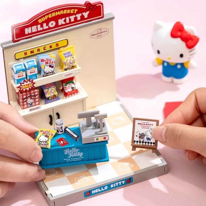 ใหม่ Sanrio ครอบครัวน่ารัก Series Hello Kitty Snack Store Snack House Library DIY Hut Miniature Miniature ชุดเด็กของขวัญ