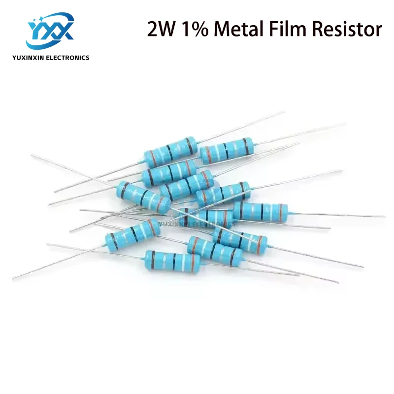 100pcs 2W 금속 필름 저항기 1% 0.1R-10M 10R 22R 47R 100R 330R 1K 4.7K 10K 22K 47K 100K 330K 470K 1 2 10 22 47 100 330 1M 옴