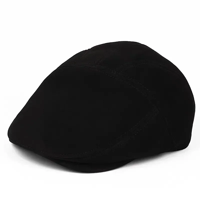 New Spring Winter Retro Man Genuine Leather Suede Sheepskin Driver Boina Thin Berets Hats For Men/Women Leisure Black/Coffee