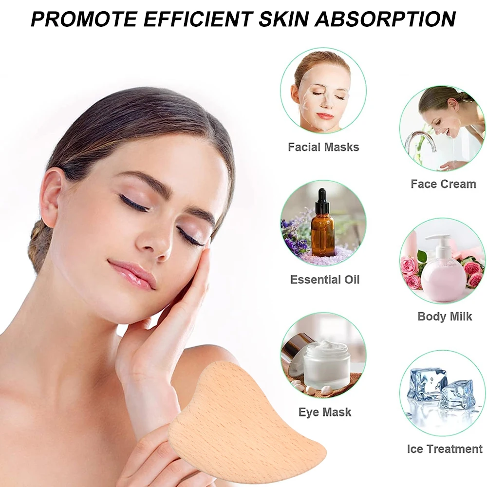 Gua Sha Massage Tool Natural Wooden GuaSha Scraping Massage Tool, Gua Sha Facial Tool for SPA on Face Back, Arms, Neck, Shoulder