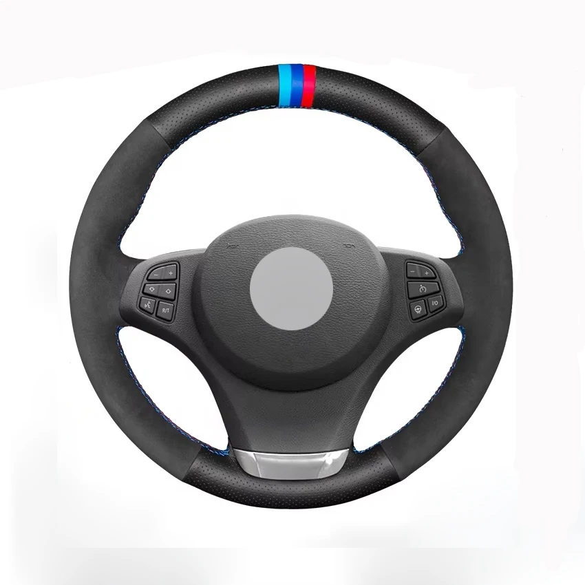 Alcantara Steering Wheel Cover Wrap Genuine Leather M Thread Car Accessoires Specifically for BMW E83 X3 E53 X5 2003-2010 M